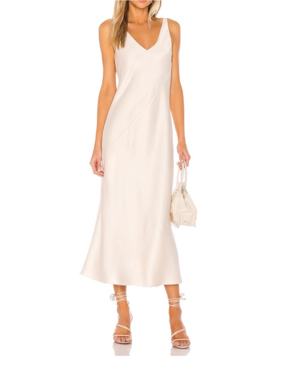 Line & Dot Cream V-Neck Slip Maxi Dress